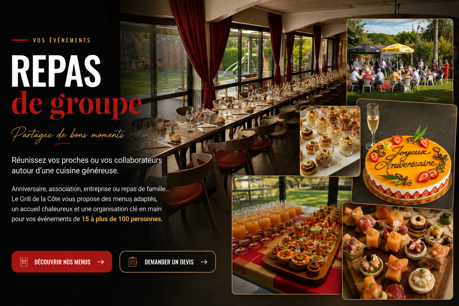 Repas de groupe au Grill de la Côte